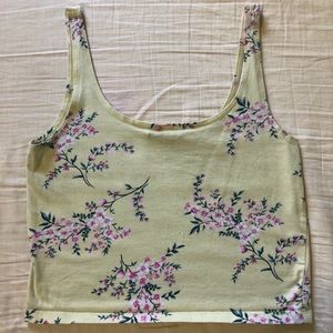 Yellow Flower Cropped Tank
